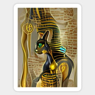 Ancient Egyptian Cat Goddess Bastet AI generated digital artwork Sticker